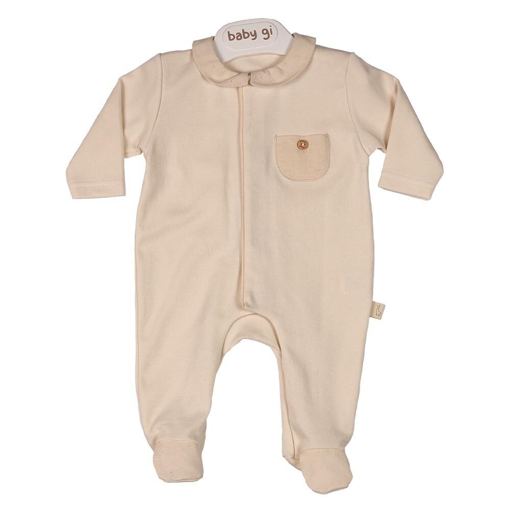 Babypakje met Kraag & Pocket - 100% Gots Certified Organic Cotton Beige