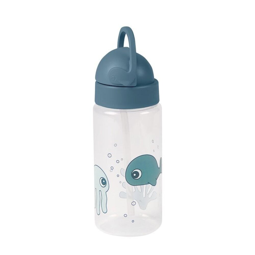 Straw bottle, Sea friends Blue