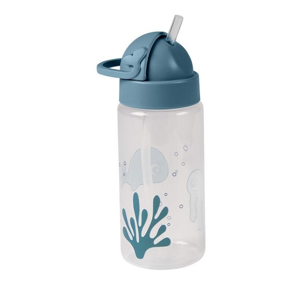 Straw bottle, Sea friends Blue