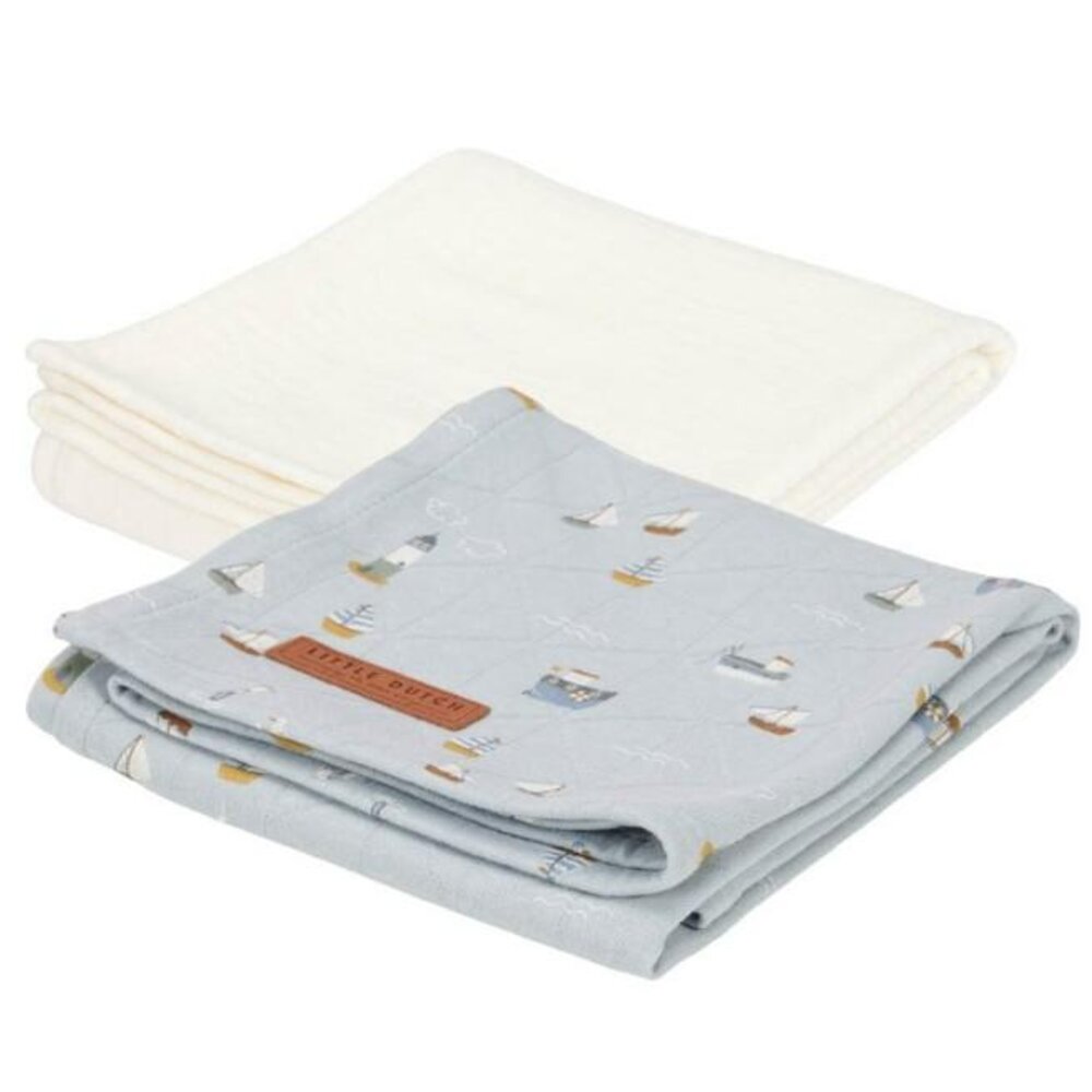 Swaddle doeken 70 x 70 Sailors Bay Blue/Pure Soft White