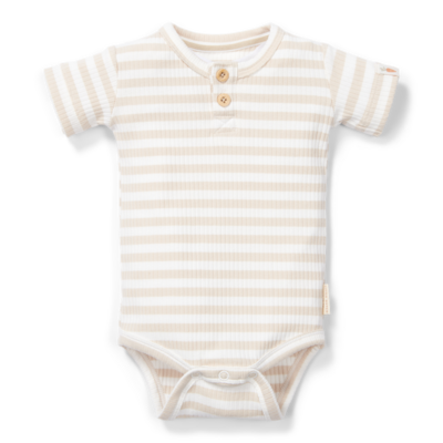 Romper korte mouw Stripe Sand/White