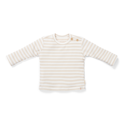 T-shirt lange mouw Stripe Sand/White