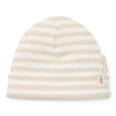 Babymuts Stripe Sand/White -  maat 1 (44/56)