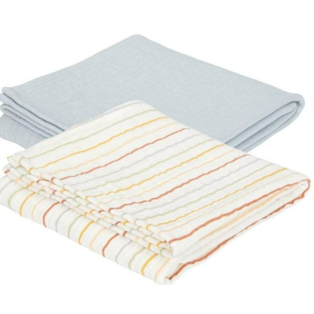 Swaddle doeken 70 x 70 Vintage Sunny Stripes/Pure Soft Blue