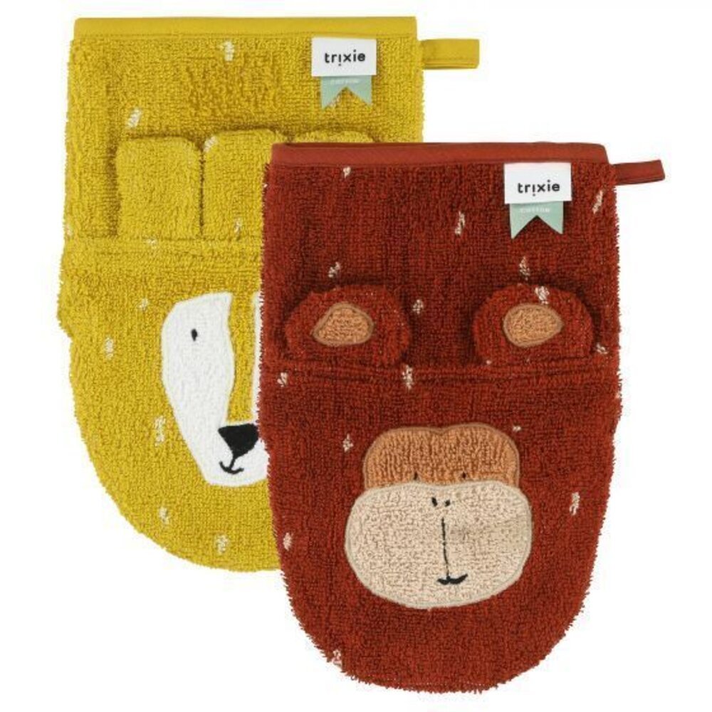 Washandjes 2-pack - mr. lion - mr. monkey