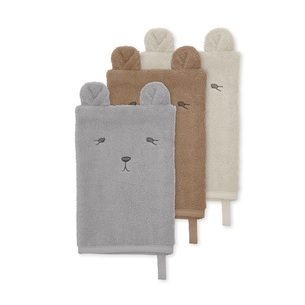 3-pack washandjes animal Bear