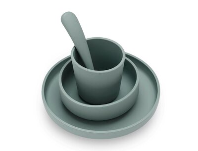 Kinderserviesset Silicone 4-delig Ash green