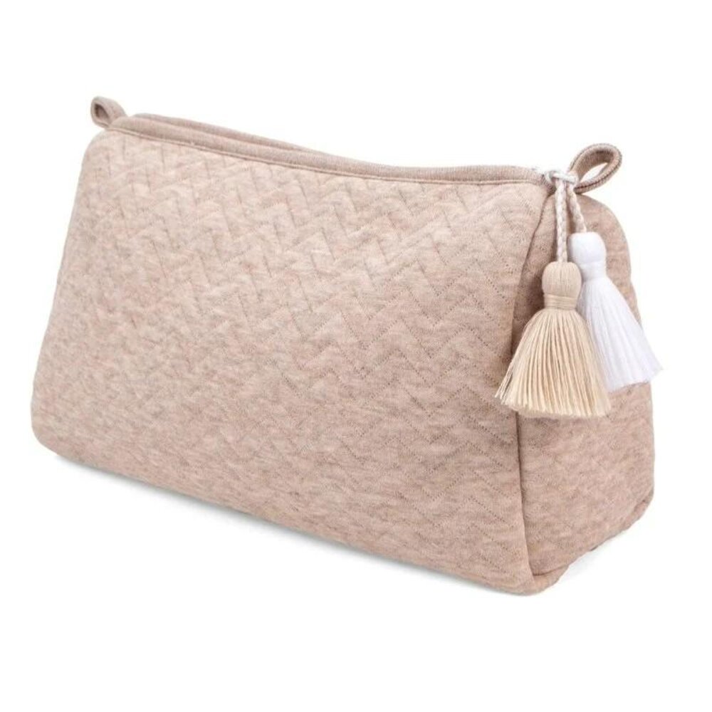 Chevron light camel Toilettas - met naam