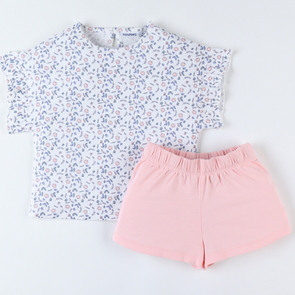 Pyjama 2-delig met bloemetjes Roze