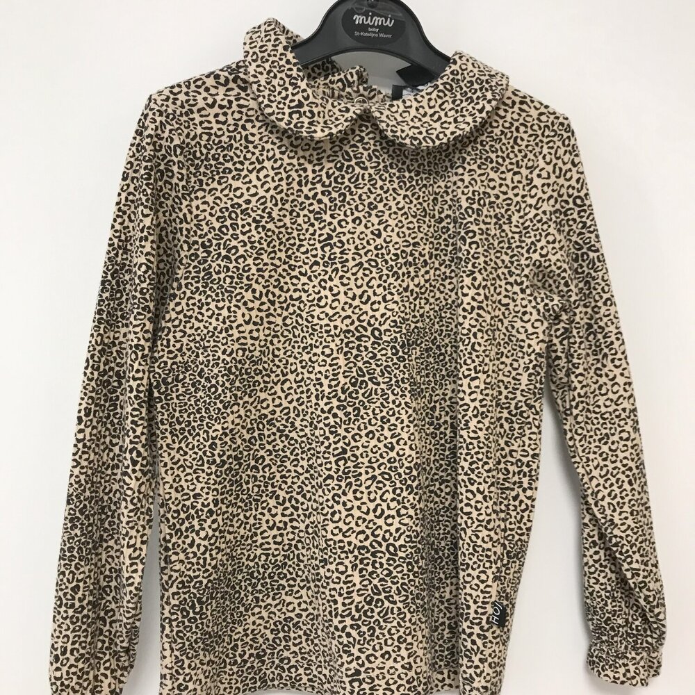 Rib T-shirt met Kraag Charcoal Little Leopard charcoal leopard