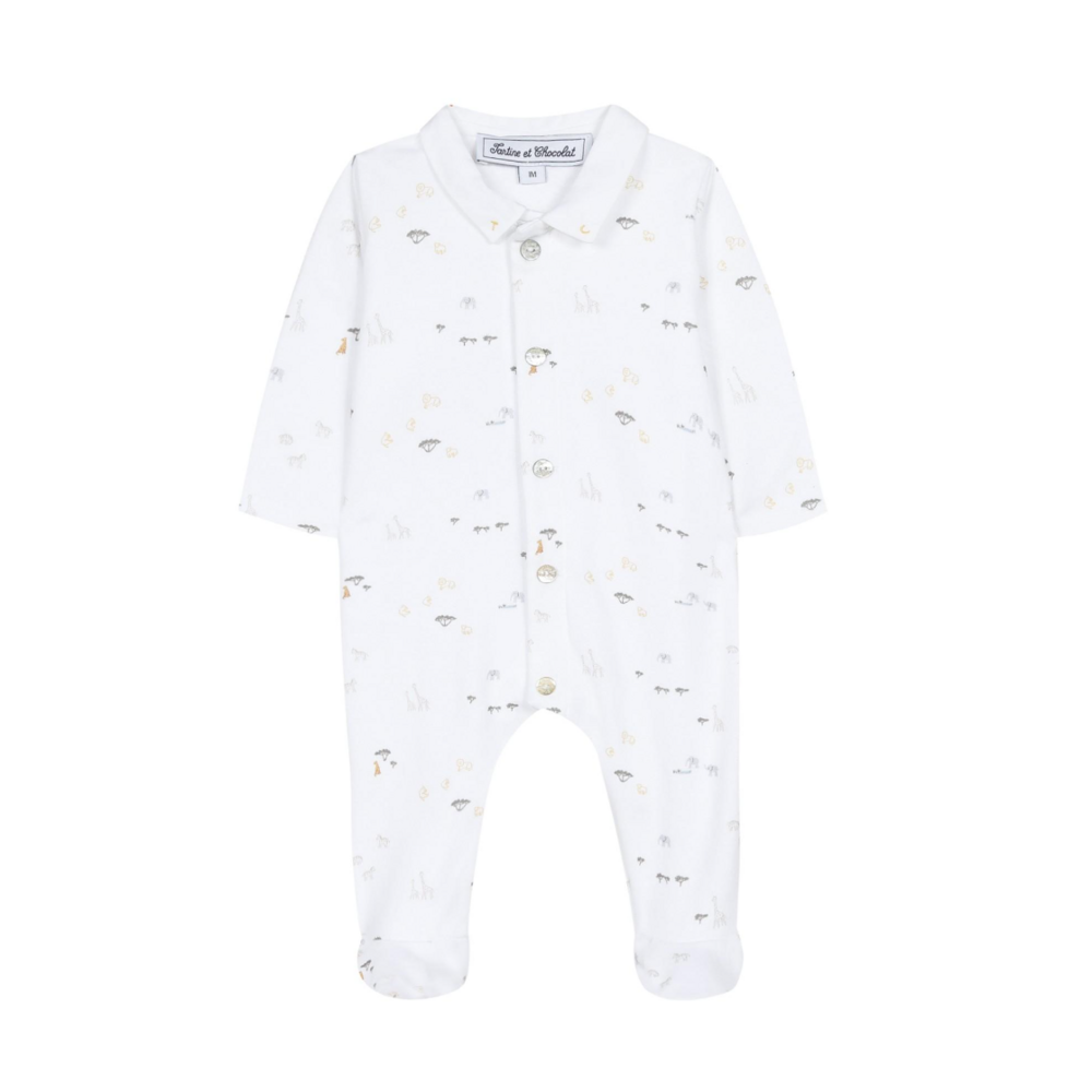 Babypakje wit met safari print