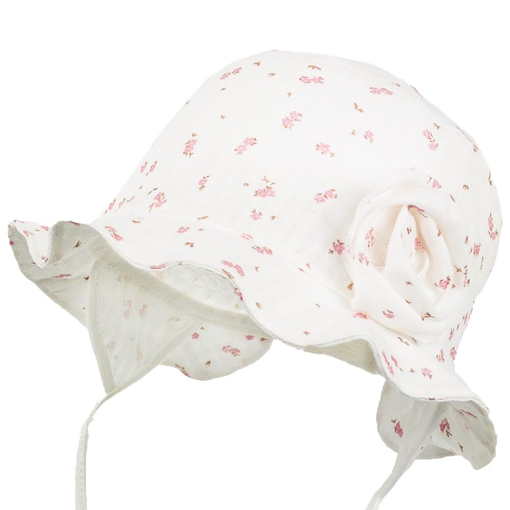 Wit tetra zonnehoedje Bailey met roze bloemetjes Wit