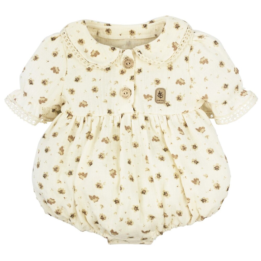Beige bruin tetra rompertje Salamanka organic met