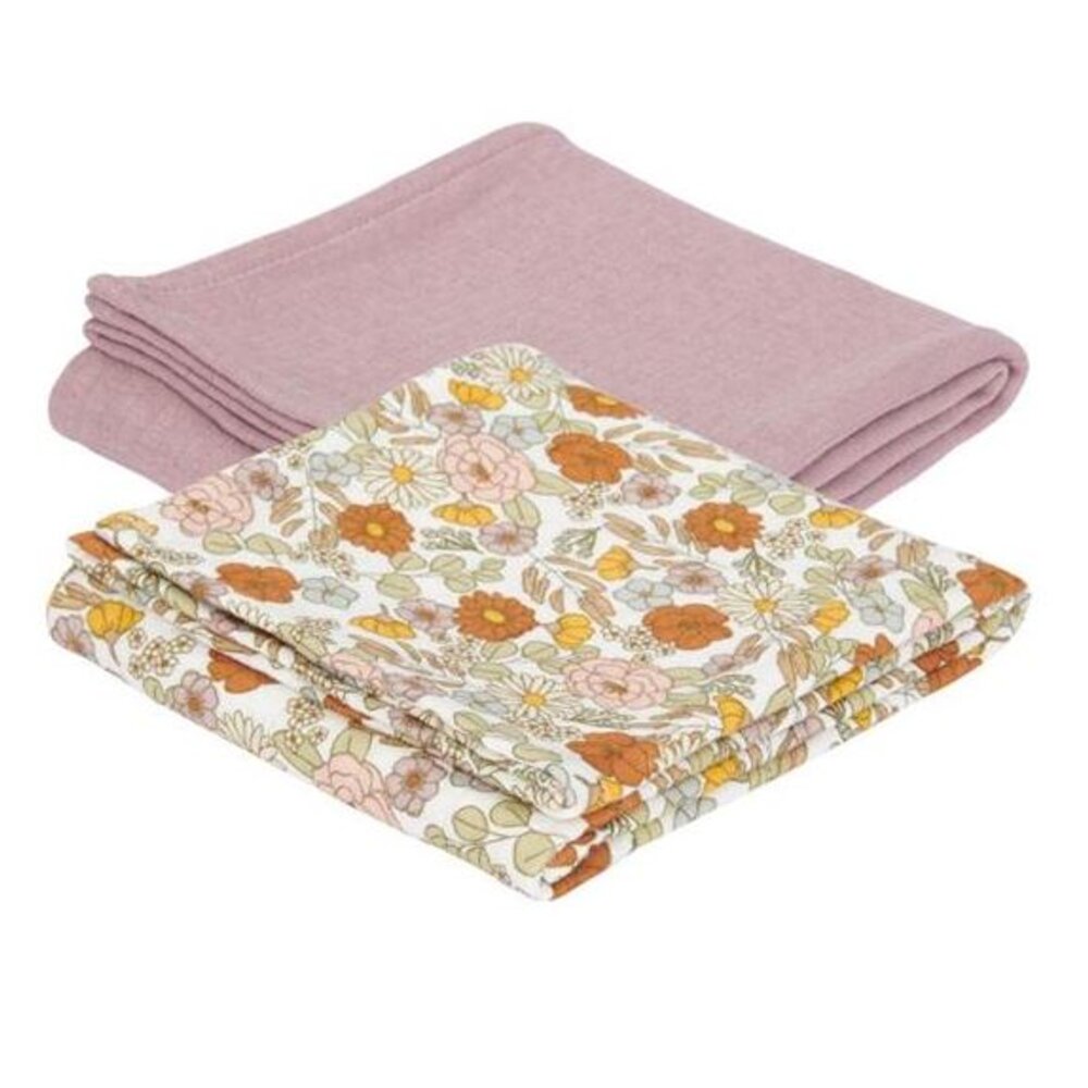 Swaddle doeken 70 x 70 Vintage Little Flowers / Pure Mauve
