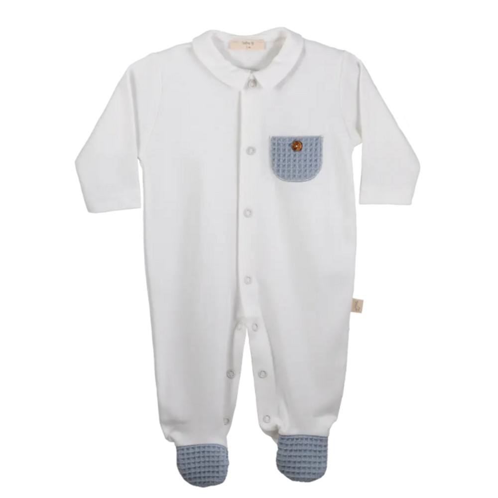 Babypakje Nest wit katoen met pocket Ash blue