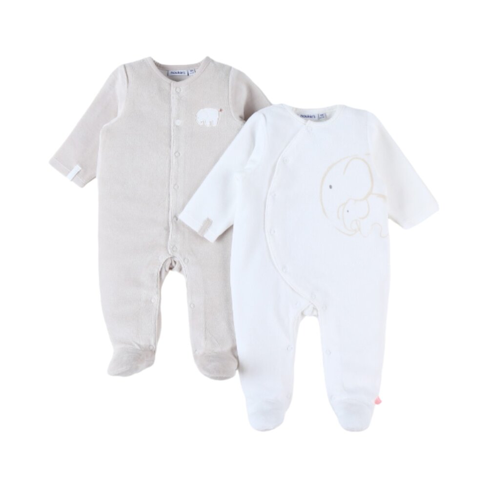 Pyjama set velours Naissance dors bien 2pcs wit/beige