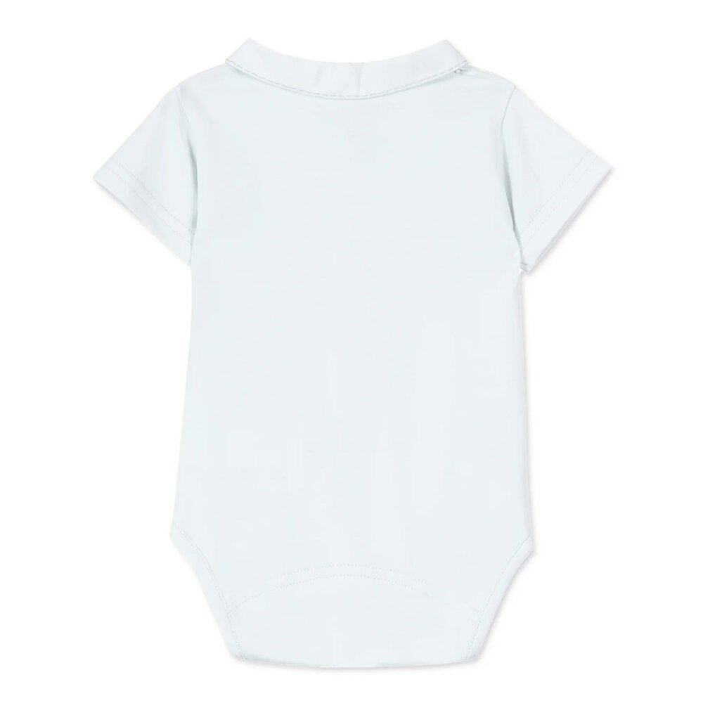 Body met kraagje en broderie Bleu ciel