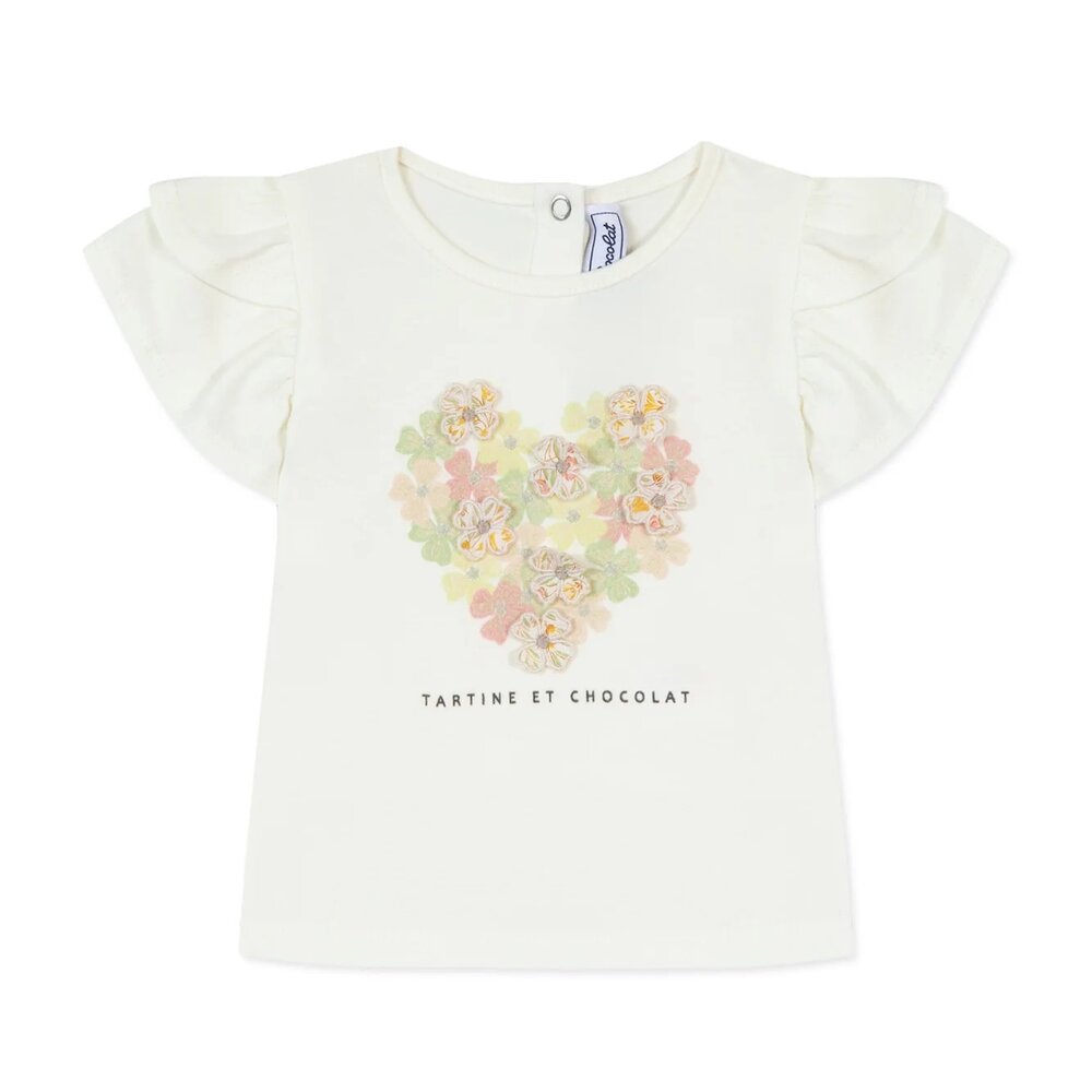 T-shirt met bloemetjes nacre