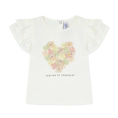 T-shirt met bloemetjes nacre