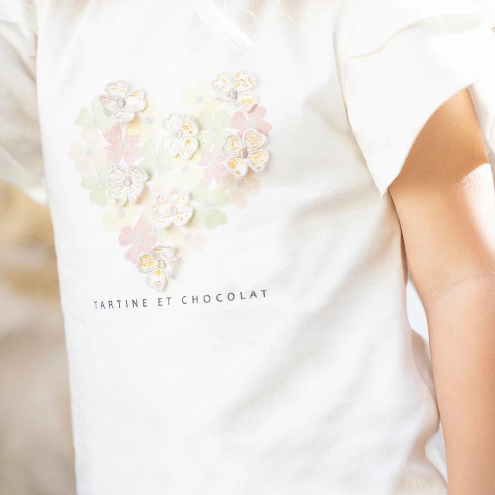 T-shirt met bloemetjes nacre