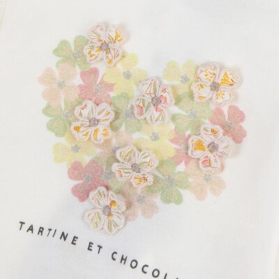 T-shirt met bloemetjes nacre