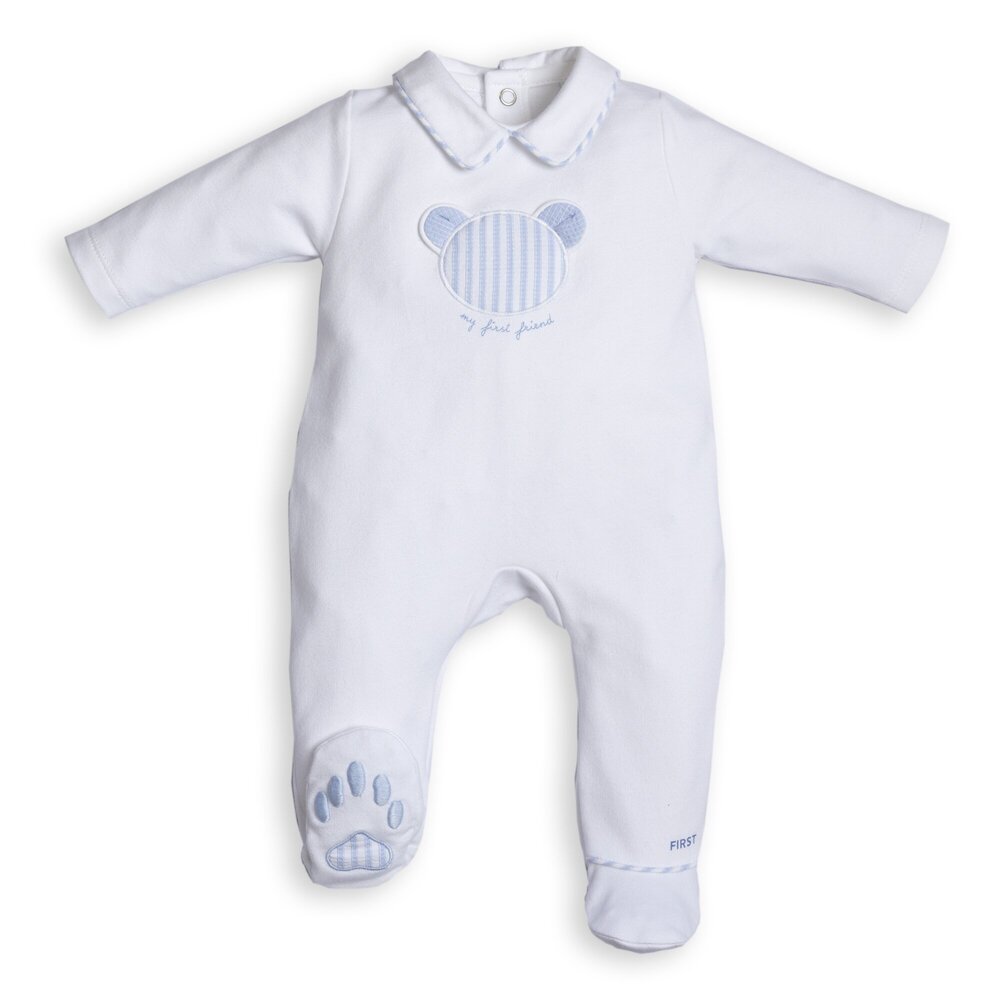 Babypakje met gestreep beertje White/azzuro