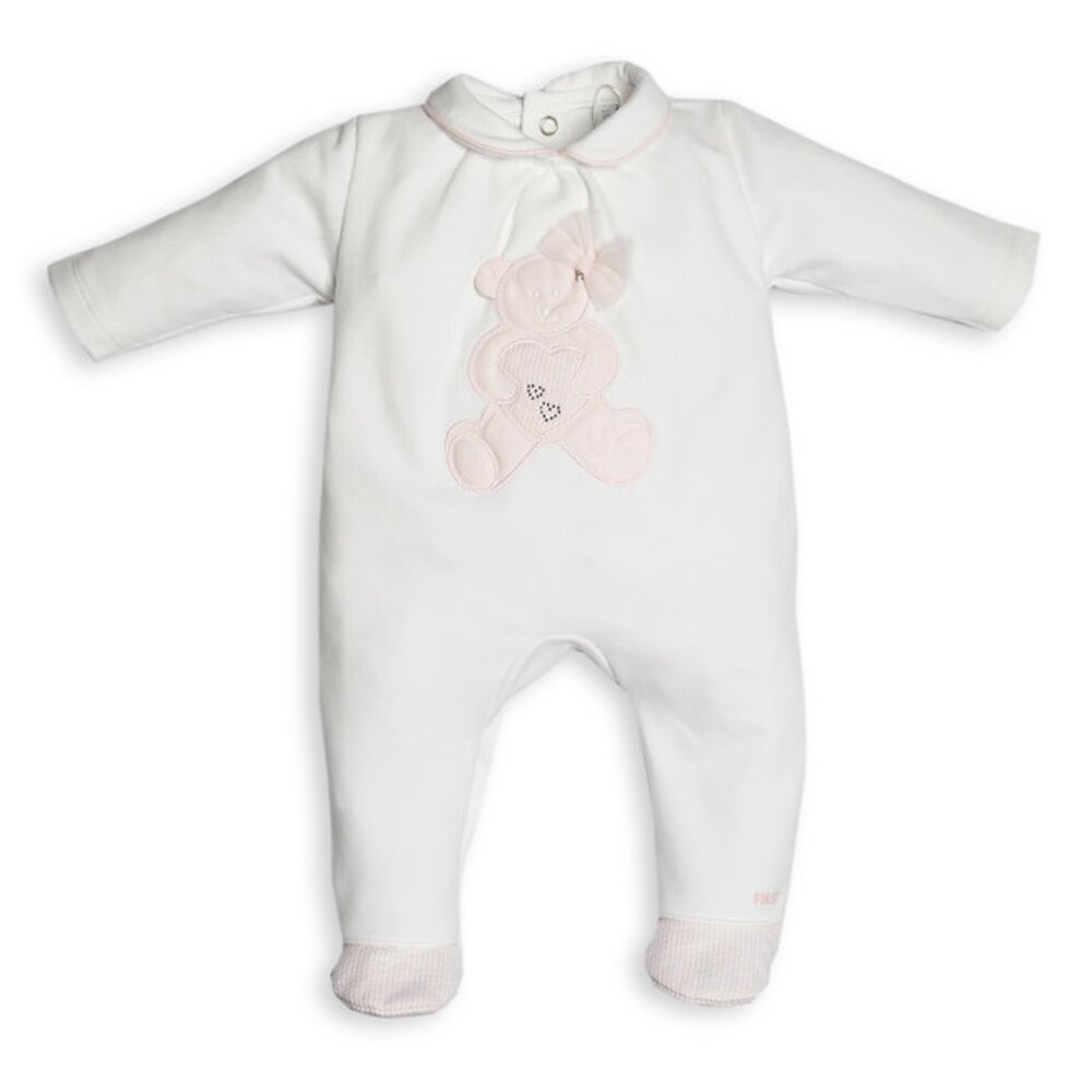 Babypakje beer diamantjes White/pink