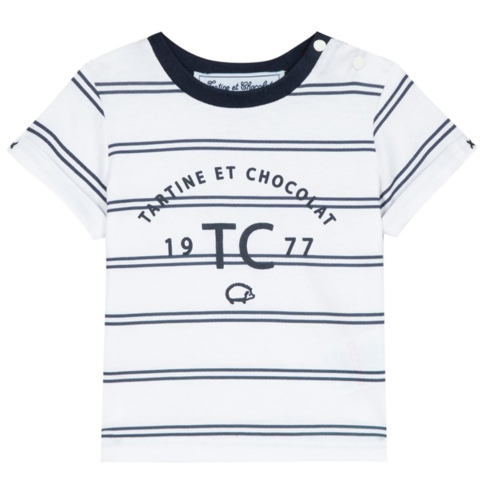 T-shirt wit-blauw gestreept Wit
