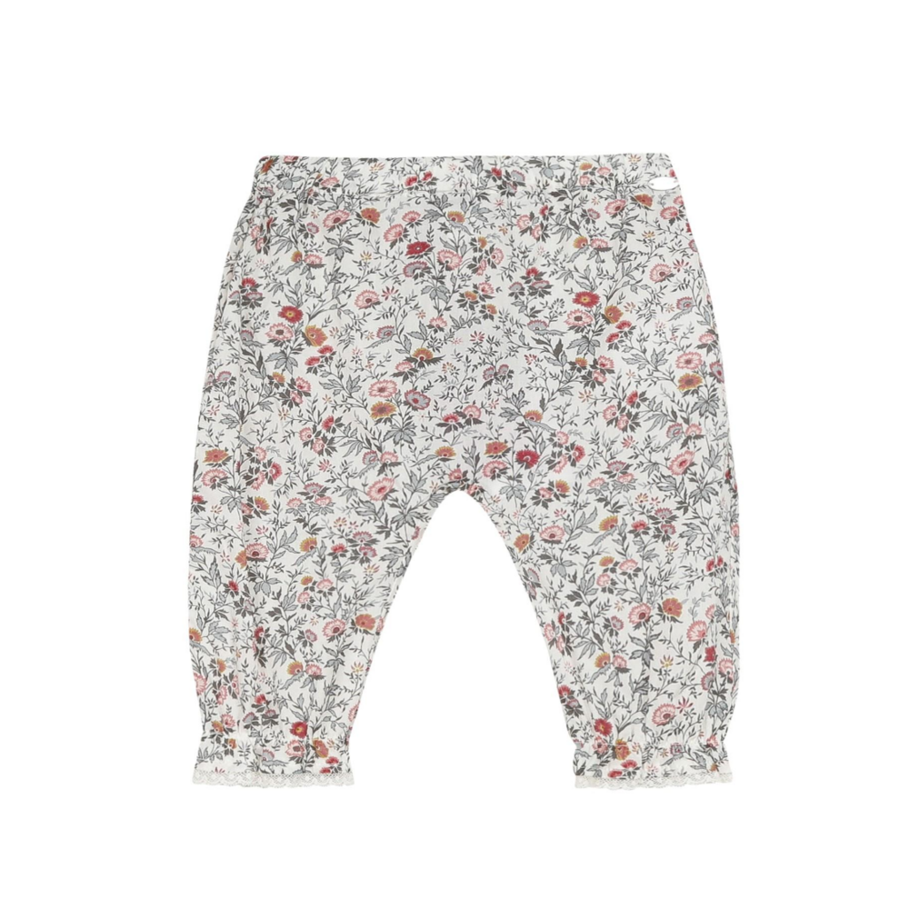 Zomerbroek met bloemetjes Ecru