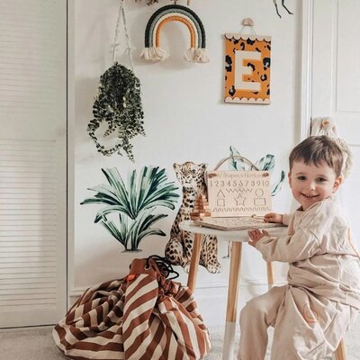 Opbergzak - Speelmat single print - 140cm Stripes brown