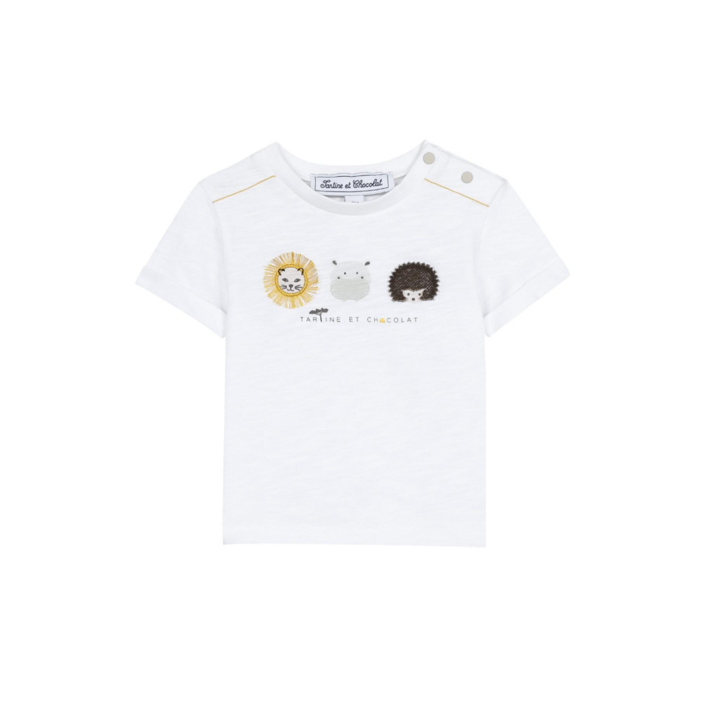 T-shirt wit met dierenprint Wit