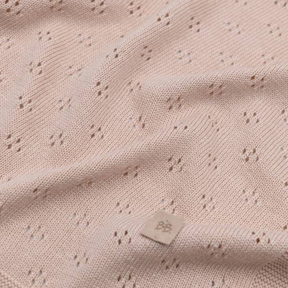 Wiegdeken gebreid openwork Pink
