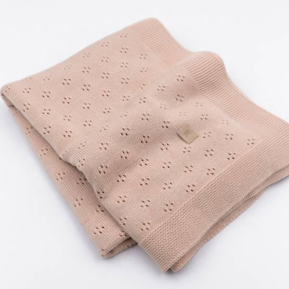 Wiegdeken gebreid openwork Pink
