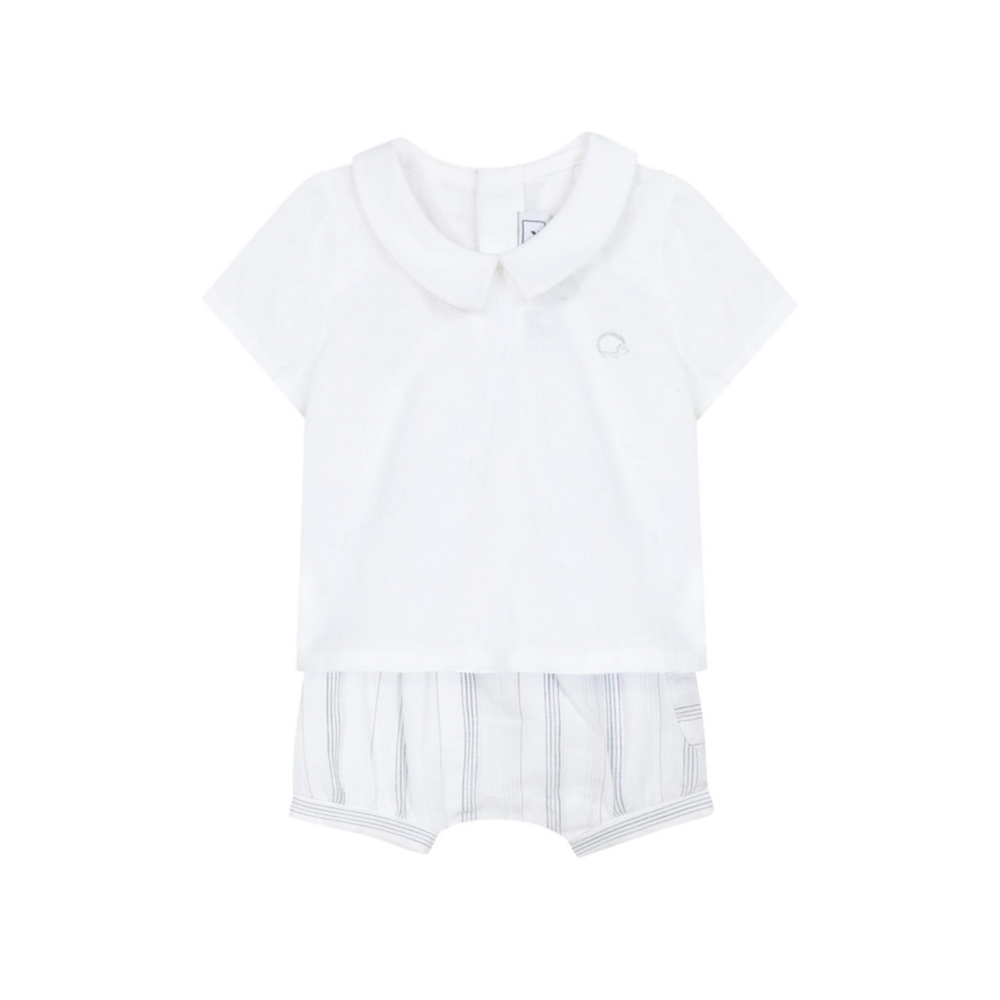 Set Short gestreept met wit t-shirt Wit