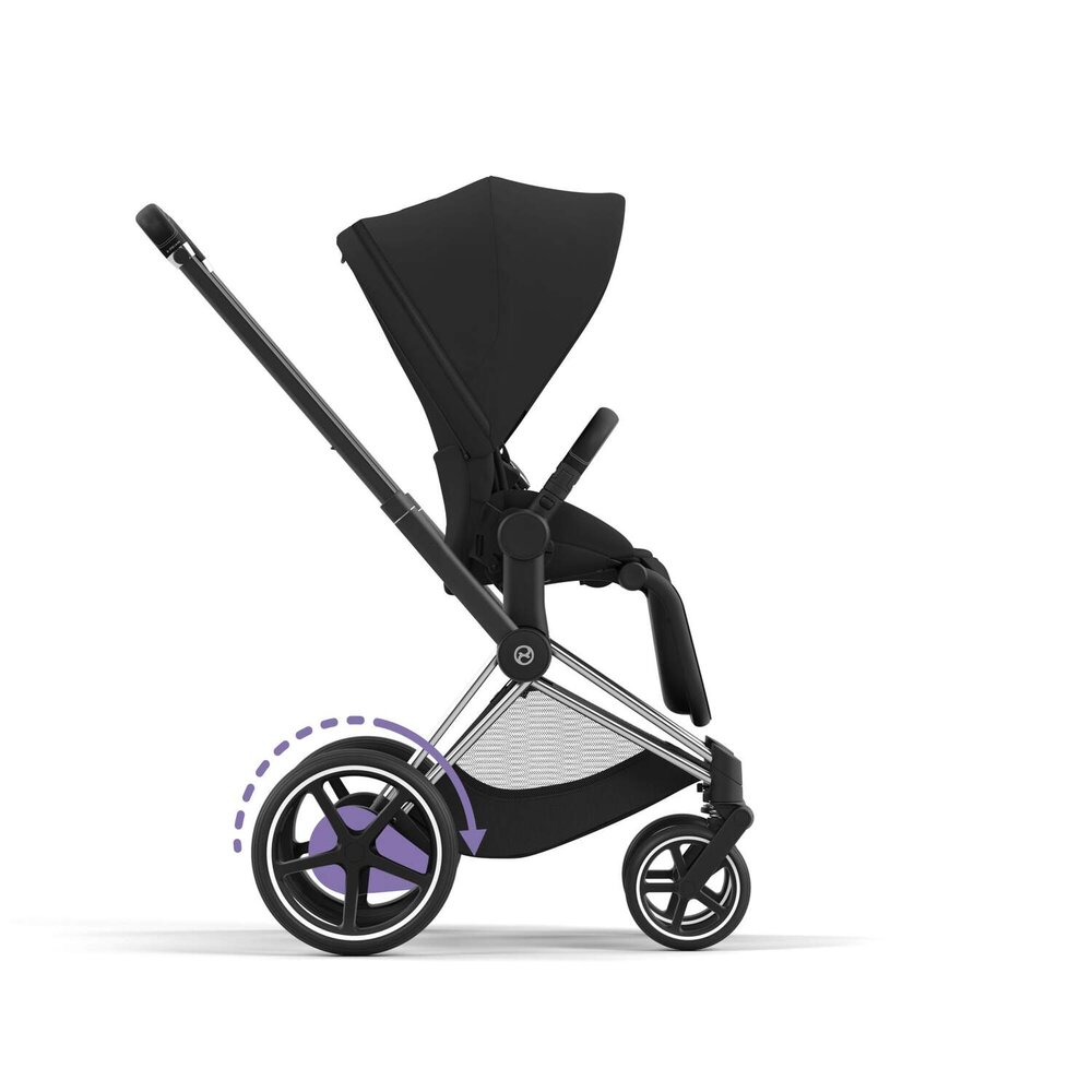 Epriam onderstel kinderwagen + frame zitting Chrome black