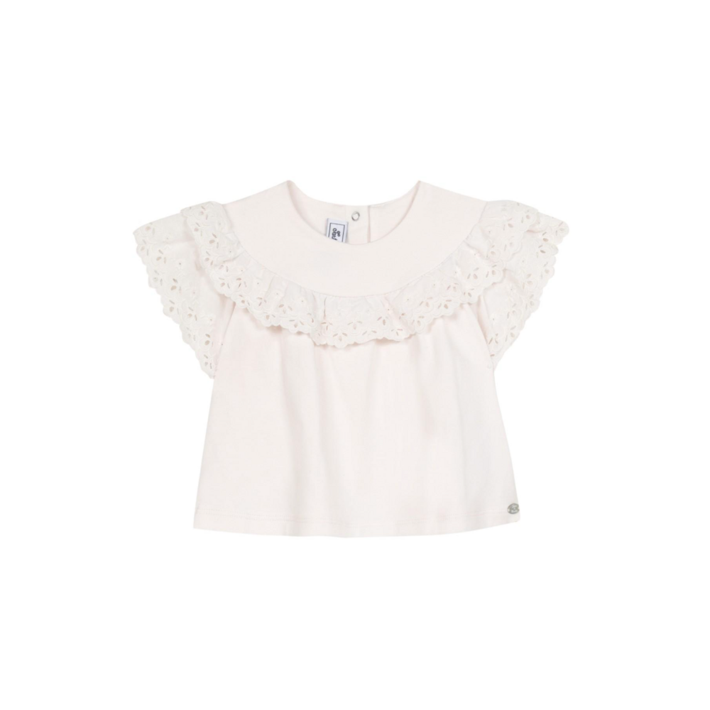 T-shirt roze met broderie Roze
