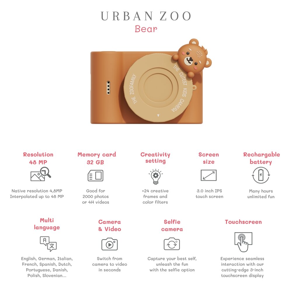 Digitale kindercamera - Urban Zoo bear