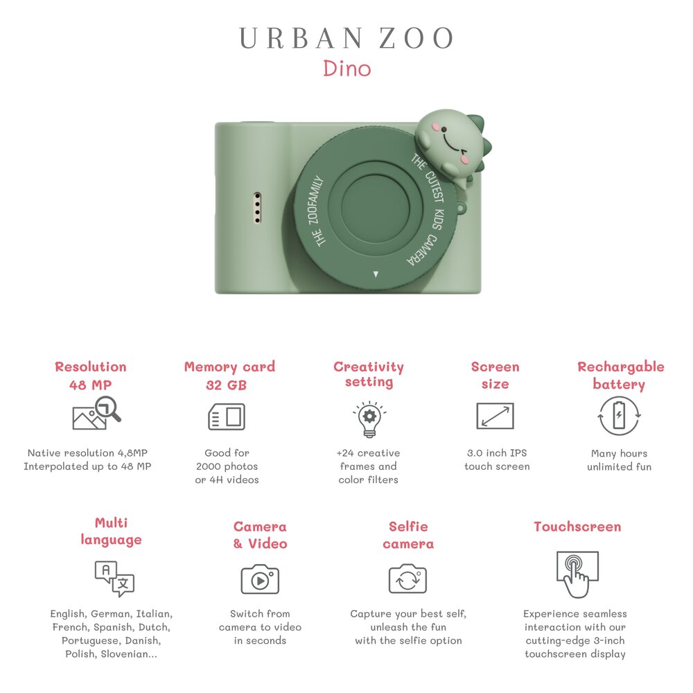 Digitale kindercamera - Urban Zoo dino green