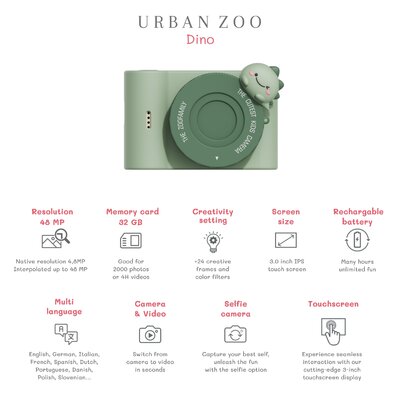 Digitale kindercamera - Urban Zoo dino green