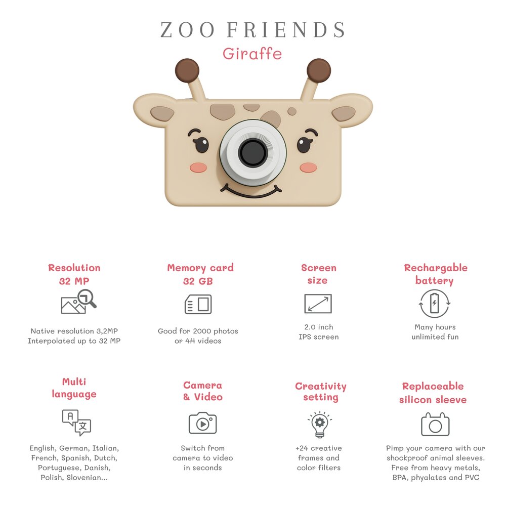 Digitale kindercamera - Zoo Friends giraffe