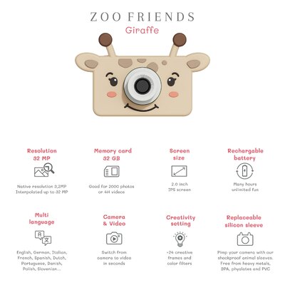 Digitale kindercamera - Zoo Friends giraffe