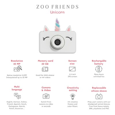 Digitale kindercamera - Zoo Friends unicorn