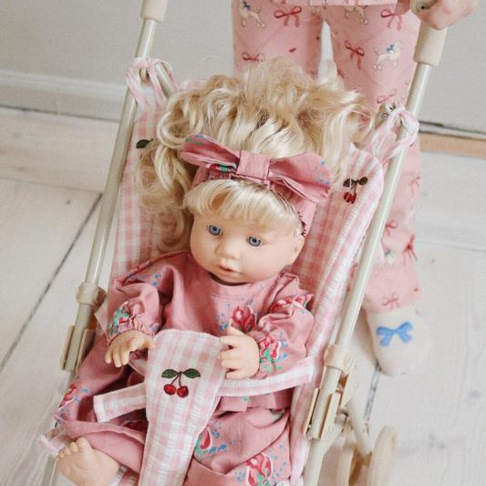 Poppenwagen Powder pink check