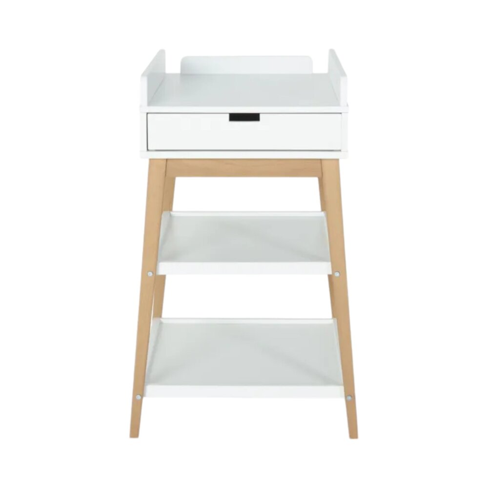 Luiertafel hip + lade White/natural