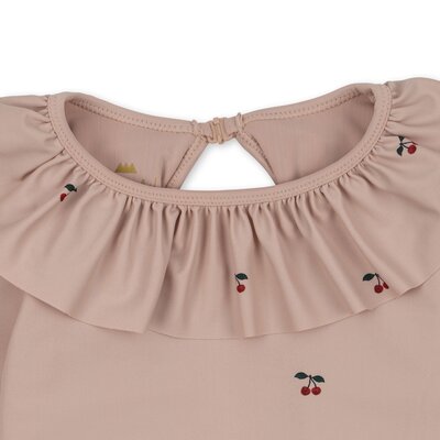 Badpak lange mouwen en ruches - Manuca Cherry blush