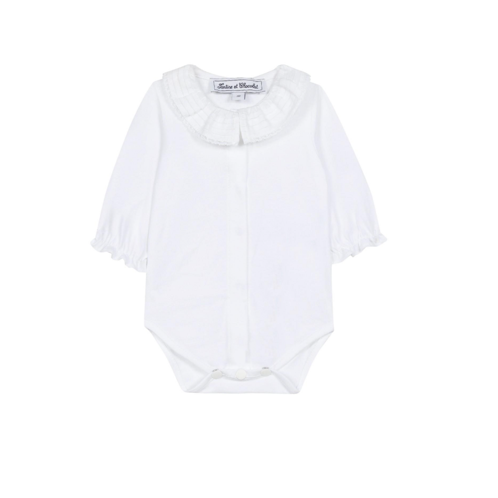 Body wit met lange mouwen en sluiting vooraan wit