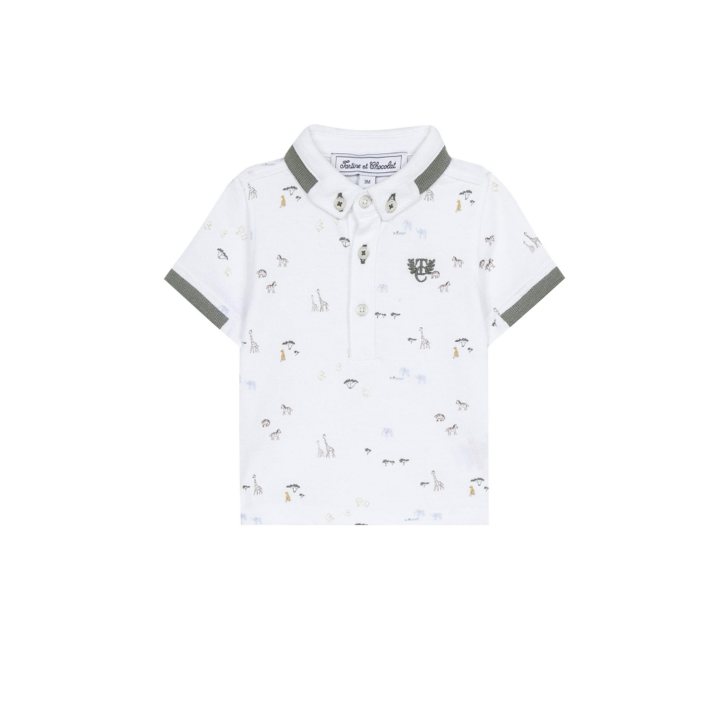 Polo wit met safari print wit