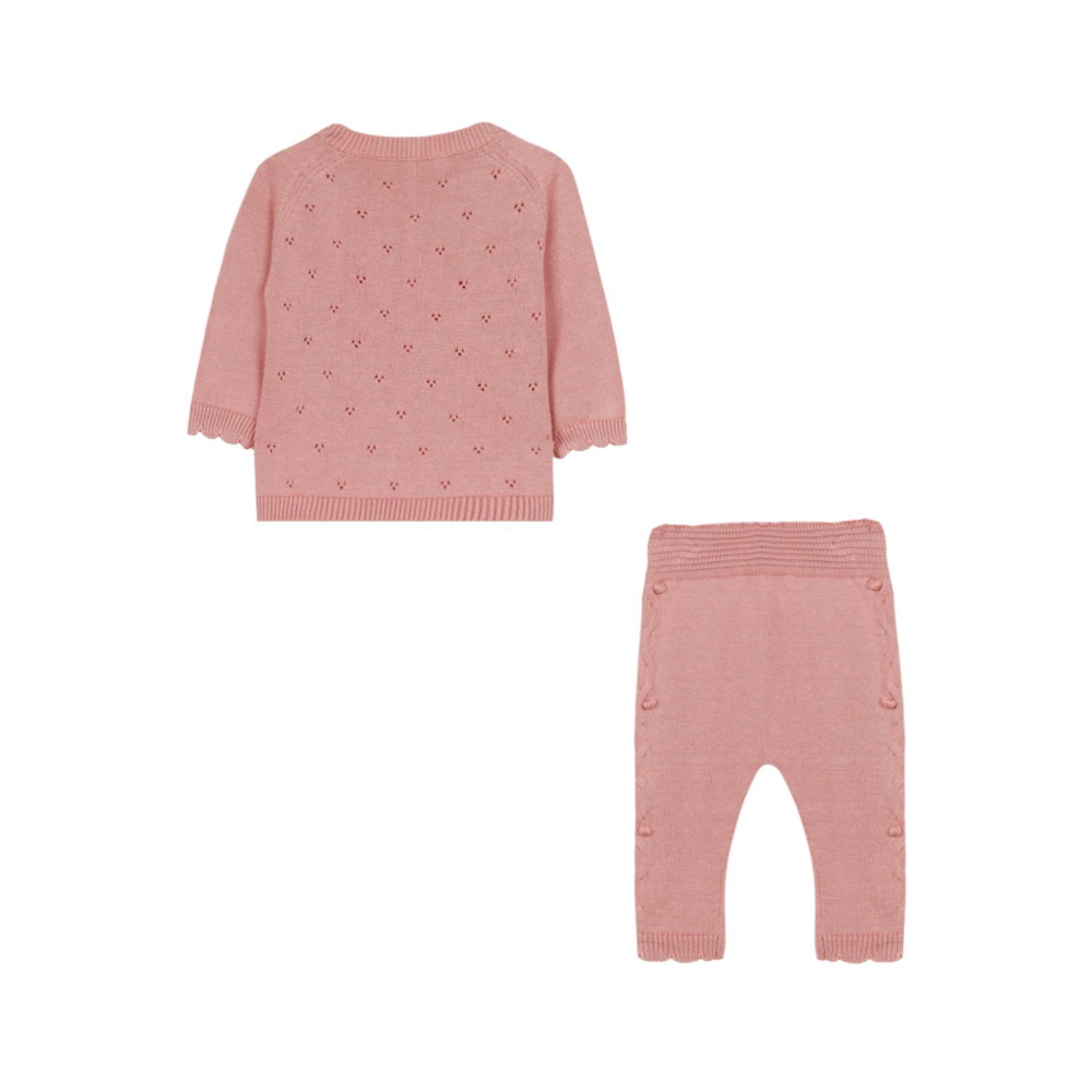 Babypakje in roze tricot Roze