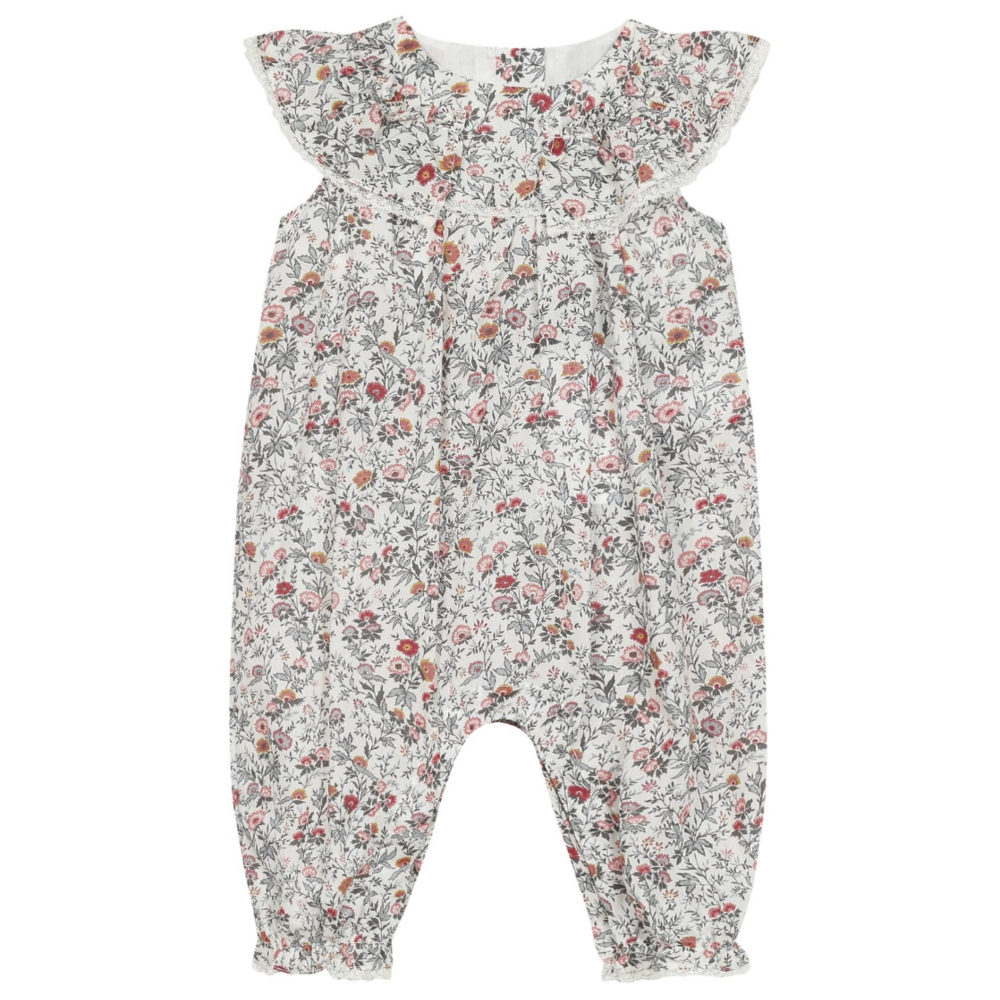 Jumpsuit met bloemetjes Ecru