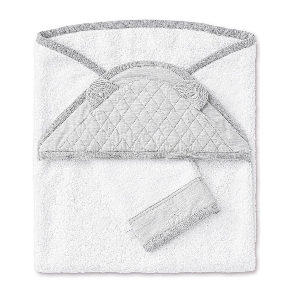 Badcape met washandje Arne Moonlight grey